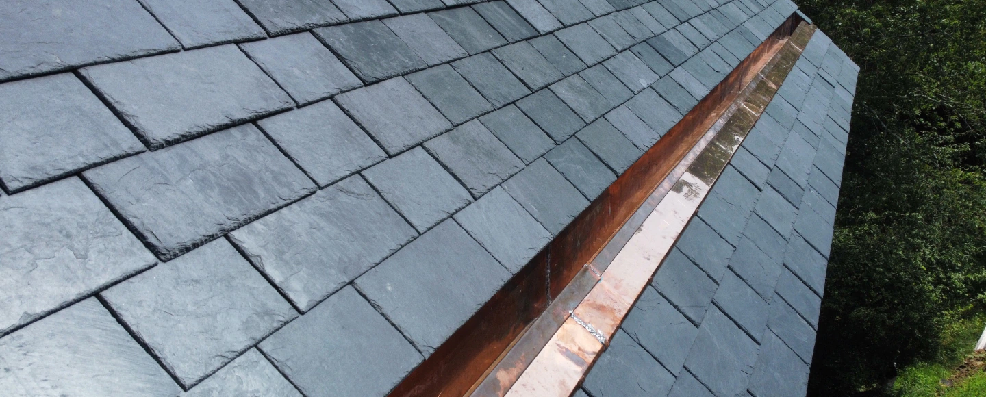 slate roofing installed in a residential house